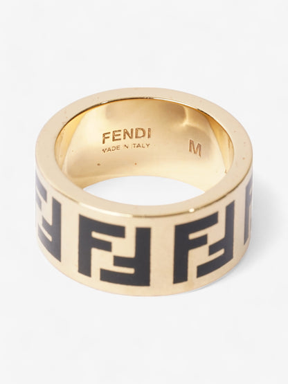 Fendi FF Ring Gold / Black Base Metal Medium - 55mm