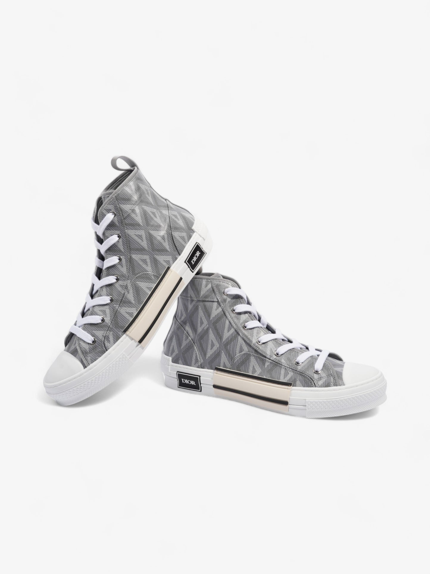 Christian Dior B23 CD Diamond Sneakers Grey / White Canvas EU 44 UK 10