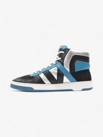 Louis Vuitton High Top Sneakers Black / Blue / Silver Leather EU 39.5 UK 6.5