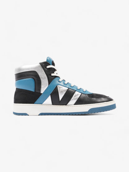 Louis Vuitton High Top Sneakers Black / Blue / Silver Leather EU 39.5 UK 6.5