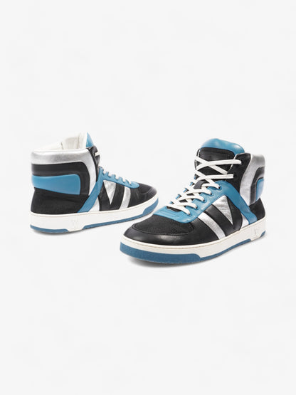 Louis Vuitton High Top Sneakers Black / Blue / Silver Leather EU 39.5 UK 6.5