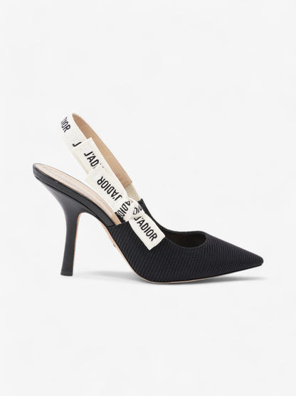 Christian Dior J'Adior Slingback Pump 100 Black / White Fabric EU 38.5 UK 5.5