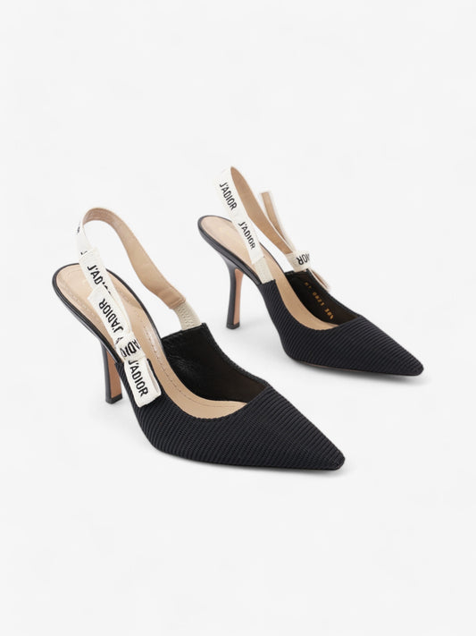 Christian Dior J'Adior Slingback Pump 100 Black / White Fabric EU 38.5 UK 5.5