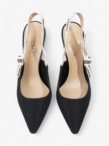 Christian Dior J'Adior Slingback Pump 100 Black / White Fabric EU 38.5 UK 5.5
