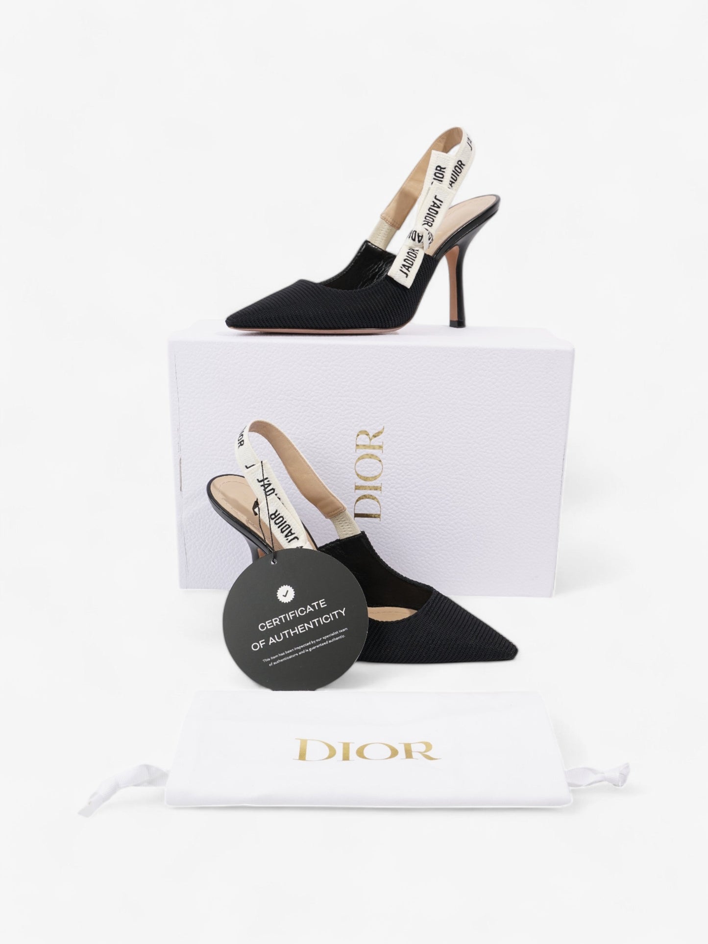 Christian Dior J'Adior Slingback Pump 100 Black / White Fabric EU 38.5 UK 5.5