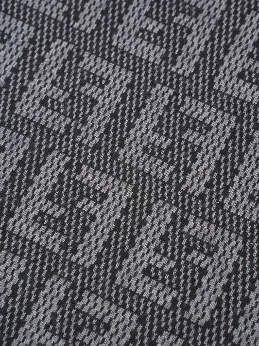 Fendi Logo Pattern Scarf Black / Grey Wool
