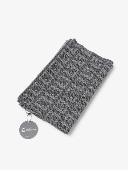 Fendi Logo Pattern Scarf Black / Grey Wool