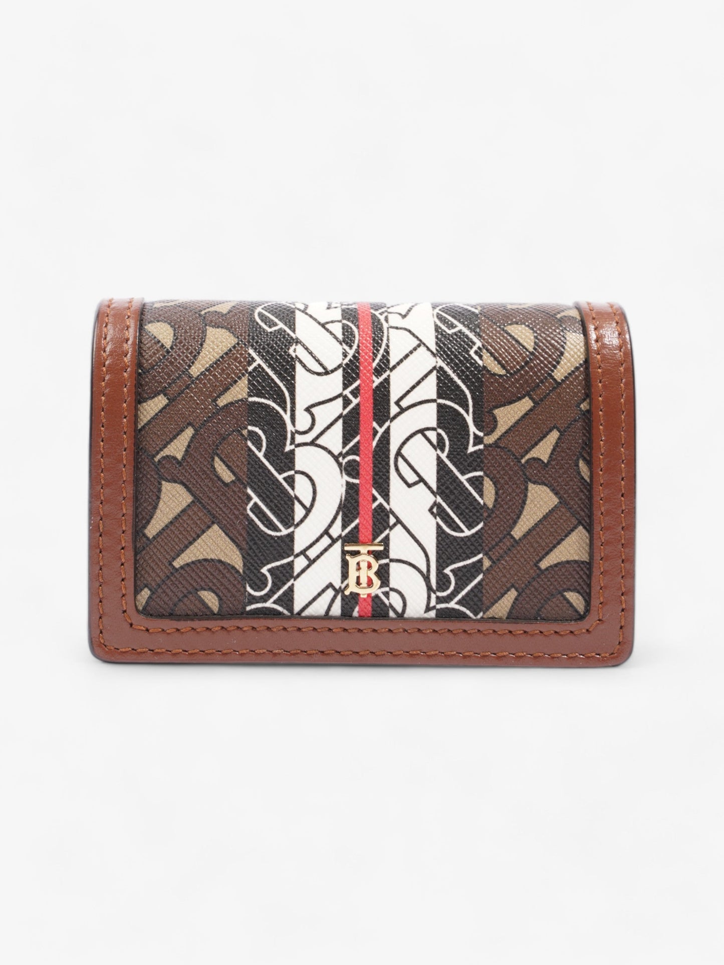 Burberry TB Mini Wallet Brown / Black / White Leather