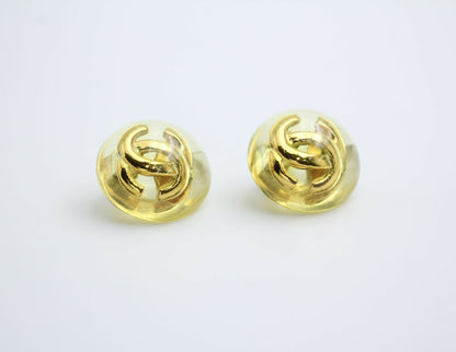 Chanel Vintage 1988 Gold-plated & Resin Round Clip-on earrings