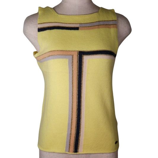 Chanel Sleeveless Knit Top Cashmere Rayon Polyester