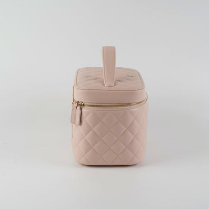 Chanel Caviar Vanity Cosmetic Bag Pink Rose Clair