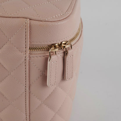 Chanel Caviar Vanity Cosmetic Bag Pink Rose Clair