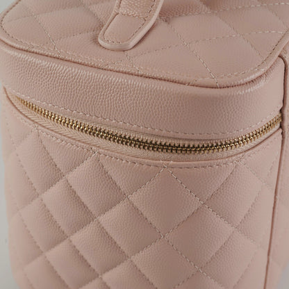 Chanel Caviar Vanity Cosmetic Bag Pink Rose Clair