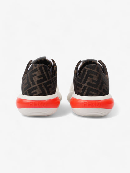 Fendi FF Logo Low Top Sneakers White / Brown / Red Canvas EU 42 UK 8