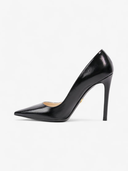 Prada Pointed Toe Heels Black Saffiano Leather EU 38 UK 5