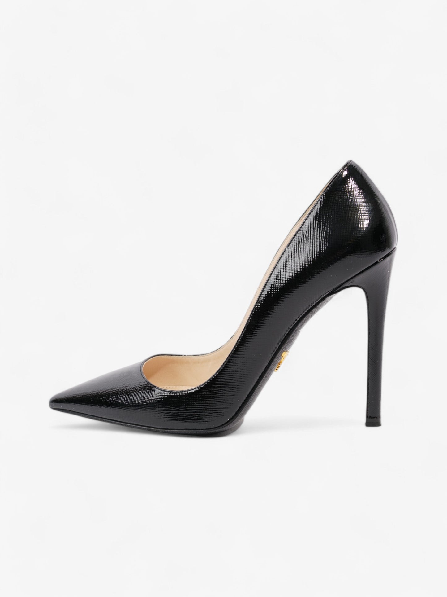 Prada Pointed Toe Heels Black Saffiano Leather EU 38 UK 5