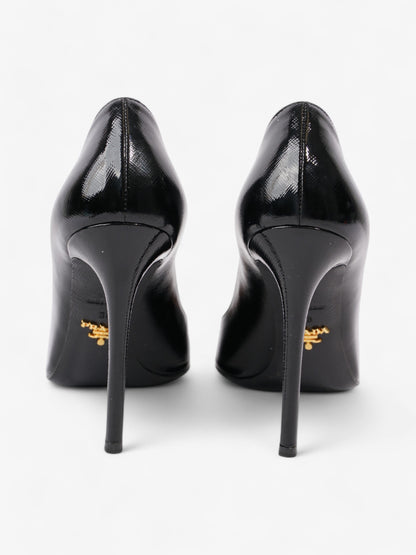 Prada Pointed Toe Heels Black Saffiano Leather EU 38 UK 5