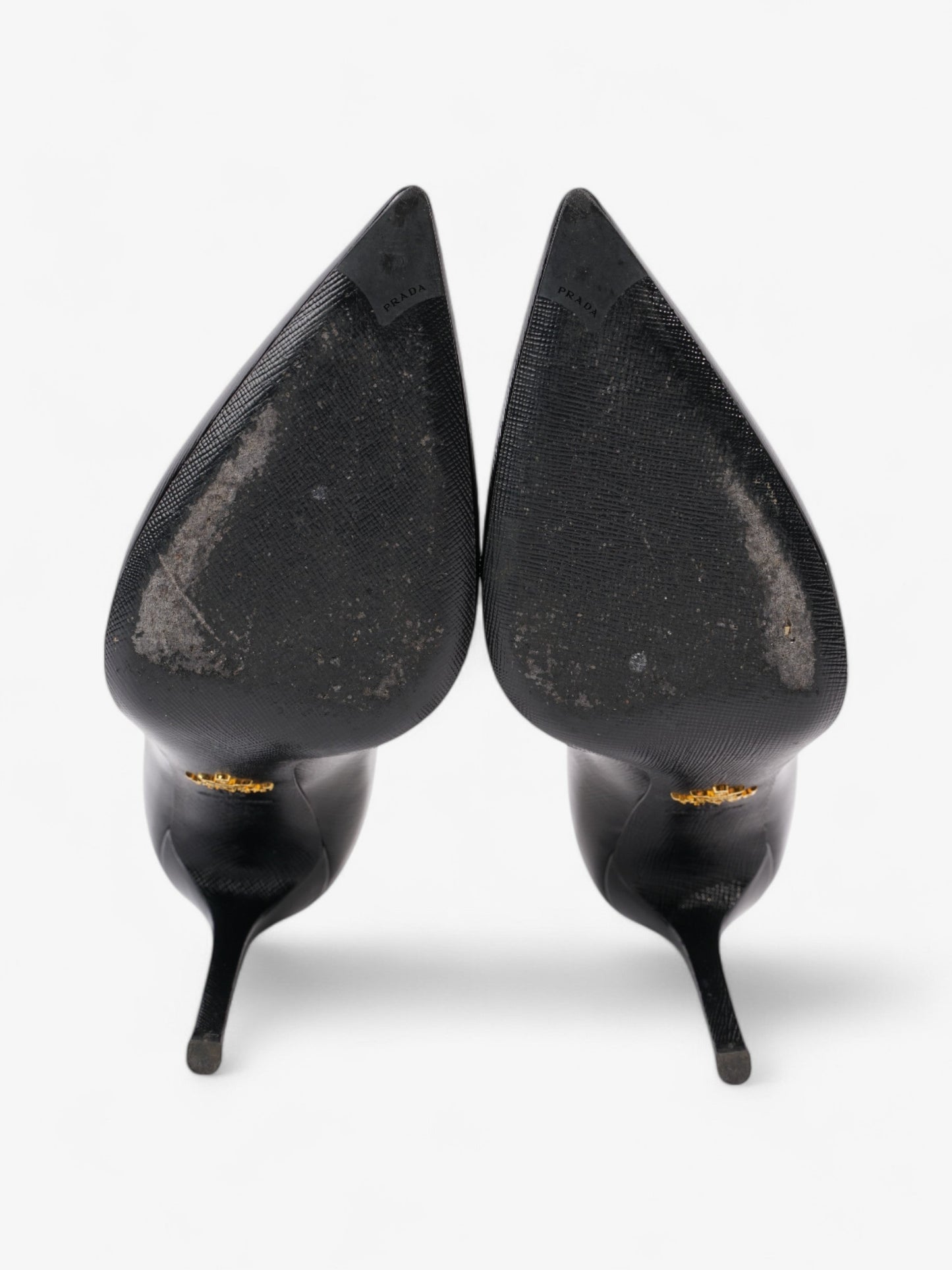 Prada Pointed Toe Heels Black Saffiano Leather EU 38 UK 5