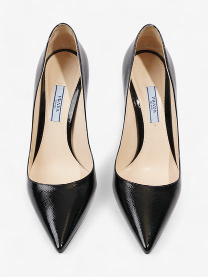 Prada Pointed Toe Heels Black Saffiano Leather EU 38 UK 5