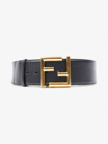 Fendi FF-Motif Wide Belt Black / Gold Leather 85cm / 34"