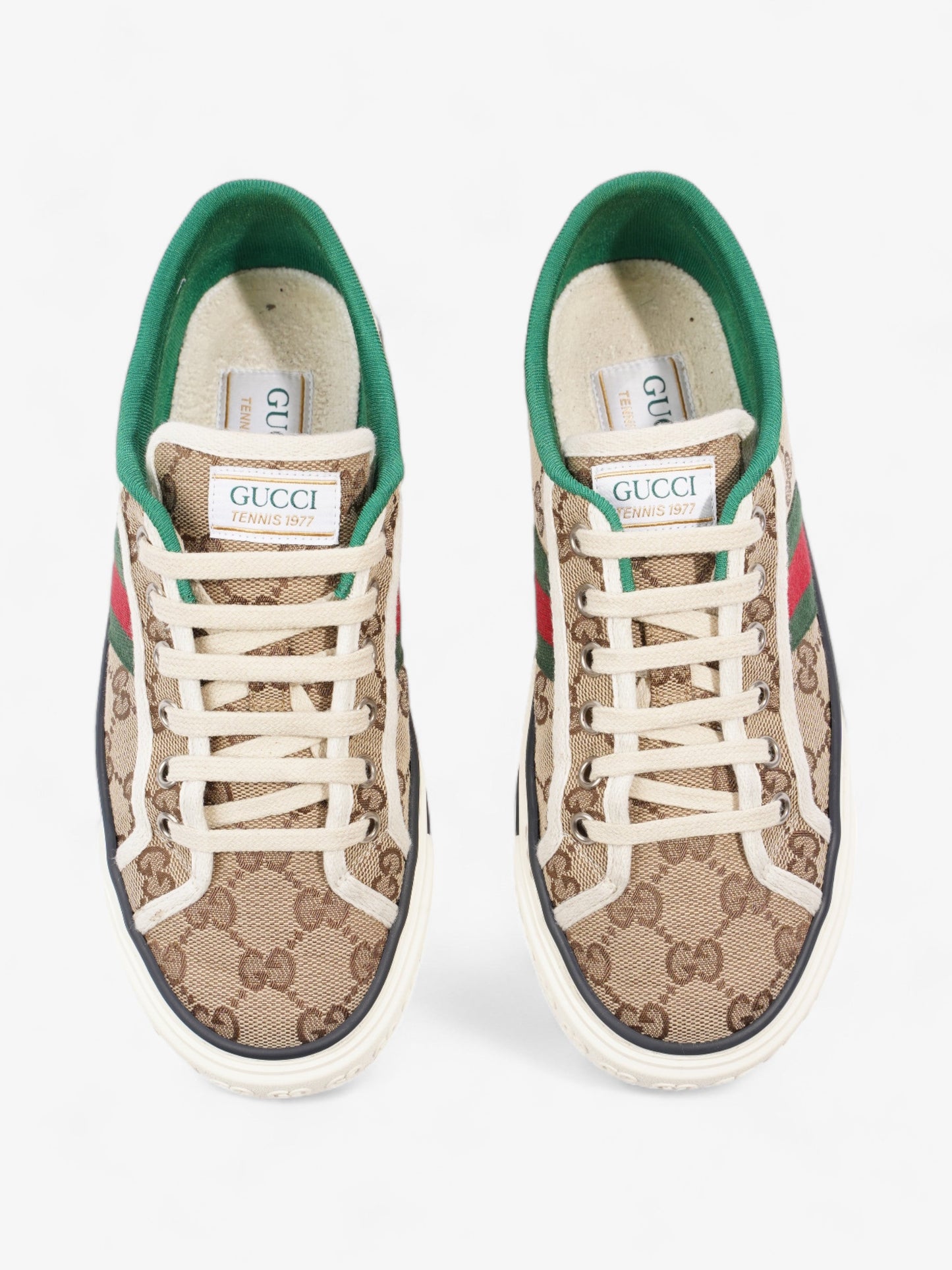Gucci Tennis 1977 Sneakers Beige Monogram / White / Green Canvas EU 36.5 UK 3.5