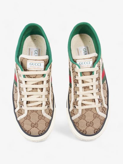 Gucci Tennis 1977 Sneakers Beige Monogram / White / Green Canvas EU 36.5 UK 3.5