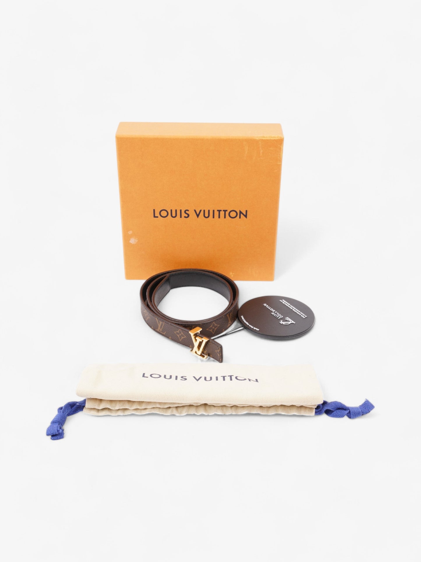 Louis Vuitton LV Initiales Reversible Belt Monogram / Black / Gold Coated Canvas 65cm / 26"