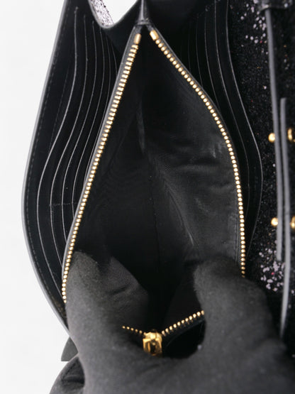 Saint Laurent Kate Chain Wallet Black Glitter Small