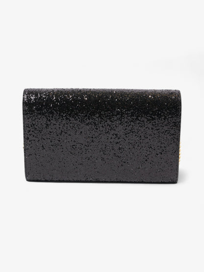 Saint Laurent Kate Chain Wallet Black Glitter Small