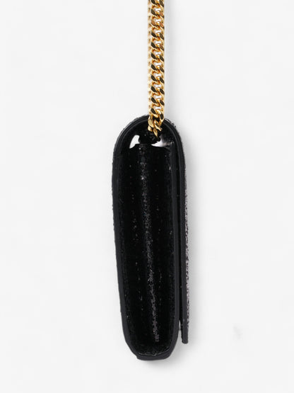 Saint Laurent Kate Chain Wallet Black Glitter Small