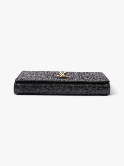 Saint Laurent Kate Chain Wallet Black Glitter Small