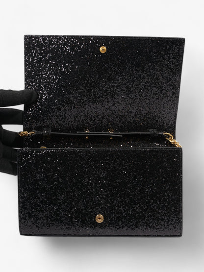 Saint Laurent Kate Chain Wallet Black Glitter Small