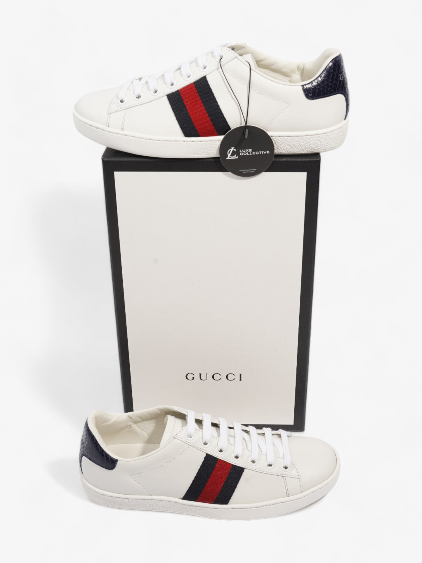 Gucci Ace Sneakers White / Navy Blue / Red Leather EU 37 UK 4