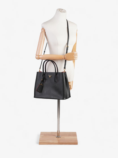 Prada Double Tote Black Saffiano Leather Medium