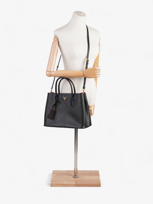 Prada Double Tote Black Saffiano Leather Medium