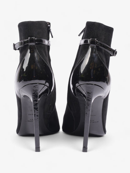 Saint Laurent Peep Toe Lace Up Boot 110 Black Suede EU 37 UK 4