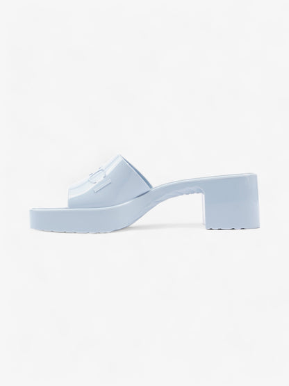 Gucci Logo Platform Slide Sandal 50mm Light Blue Rubber EU 37 UK 4