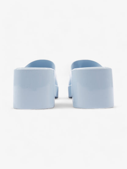 Gucci Logo Platform Slide Sandal 50mm Light Blue Rubber EU 37 UK 4