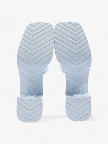 Gucci Logo Platform Slide Sandal 50mm Light Blue Rubber EU 37 UK 4