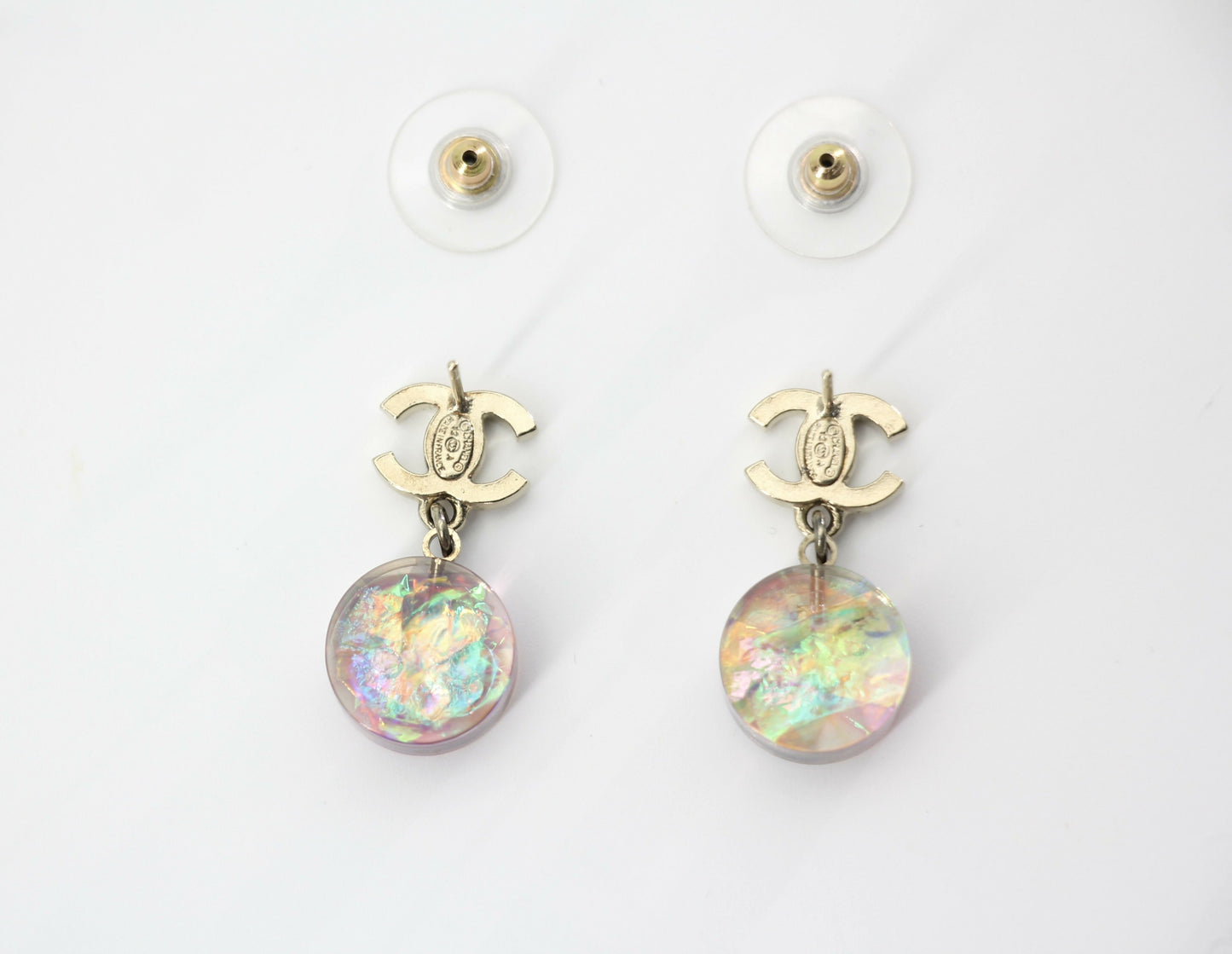 Chanel 12A Fantasy Purple Resin Round Dangle Clip-on Earrings