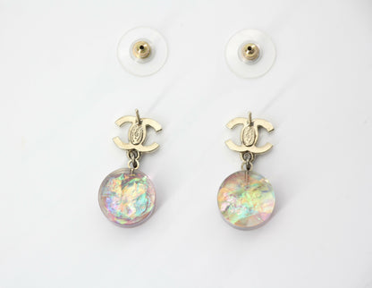 Chanel 12A Fantasy Purple Resin Round Dangle Clip-on Earrings