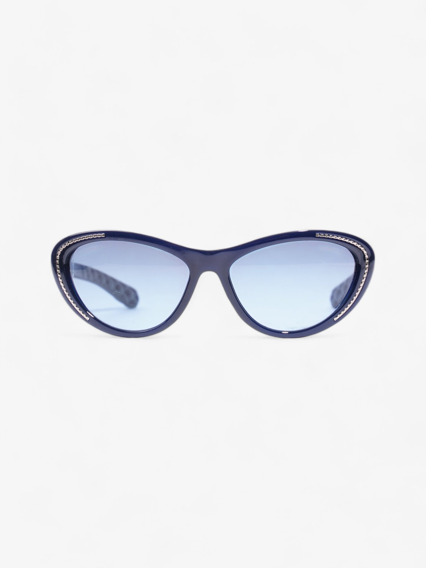 Chanel Chain Detail Cat Eye Sunglasses Navy Acetate 140mm