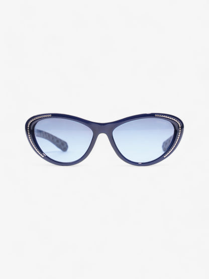 Chanel Chain Detail Cat Eye Sunglasses Navy Acetate 140mm