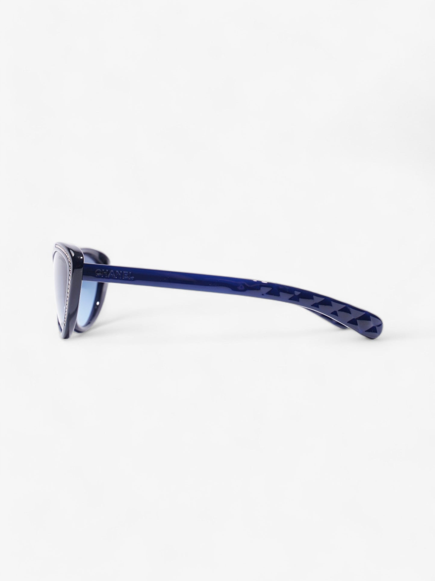 Chanel Chain Detail Cat Eye Sunglasses Navy Acetate 140mm