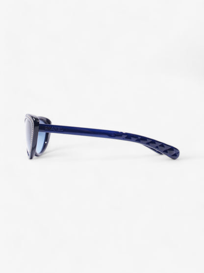 Chanel Chain Detail Cat Eye Sunglasses Navy Acetate 140mm