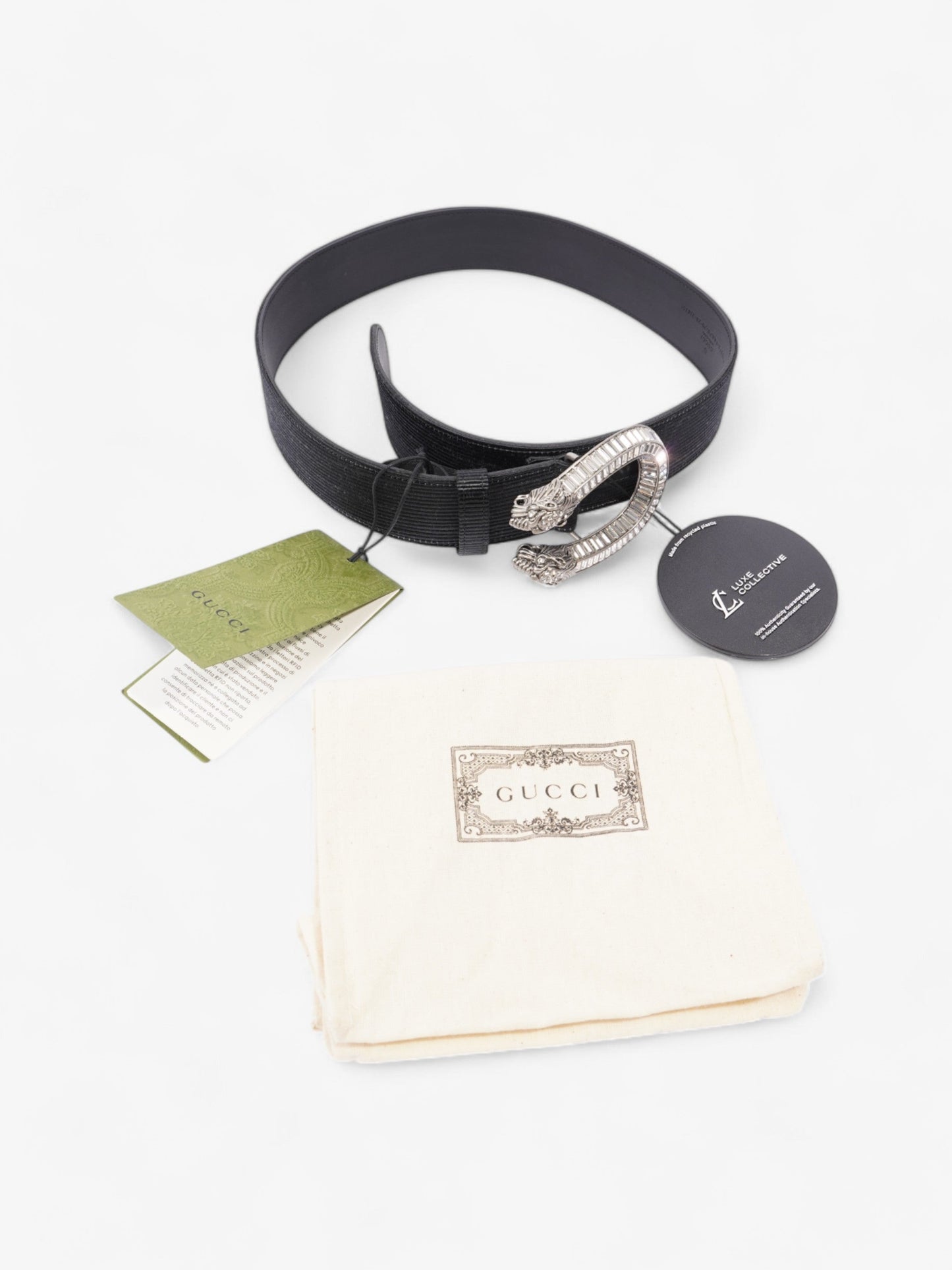 Gucci GG Dionysus Belt Black / Silver / Crystal Fabric 70cm / 28"