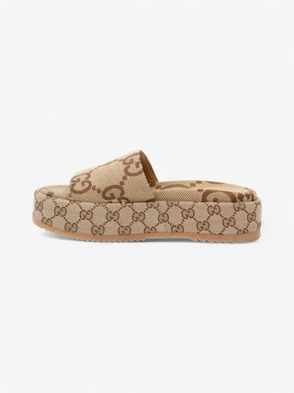 Gucci GG Platform Sandals Beige  / Brown Canvas EU 39 UK 6