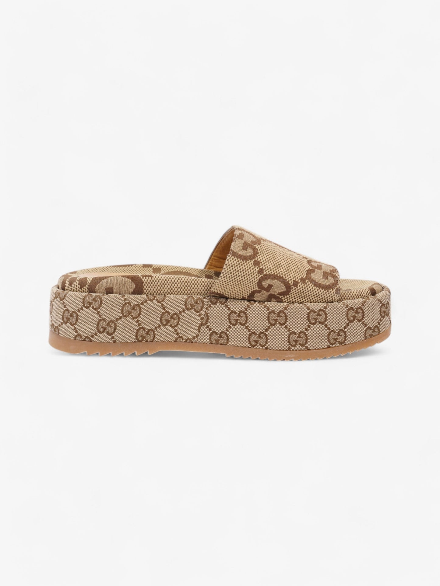 Gucci GG Platform Sandals Beige  / Brown Canvas EU 39 UK 6