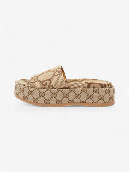 Gucci GG Platform Sandals Beige  / Brown Canvas EU 39 UK 6