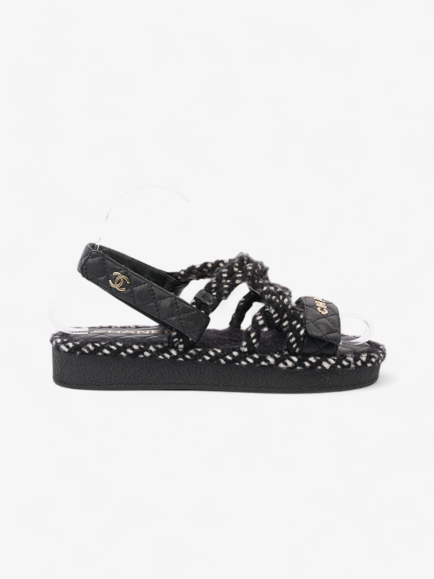Chanel CC Sandals Black / White Leather EU 37 UK 4